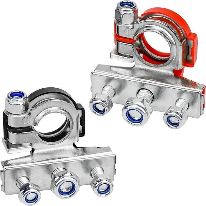 Lot de 2 Connecteur de Borne de Batterie, Cosse Batterie Loisirs Connecteur Positif Négatif 6V 12V pour Voiture Camion Caravane