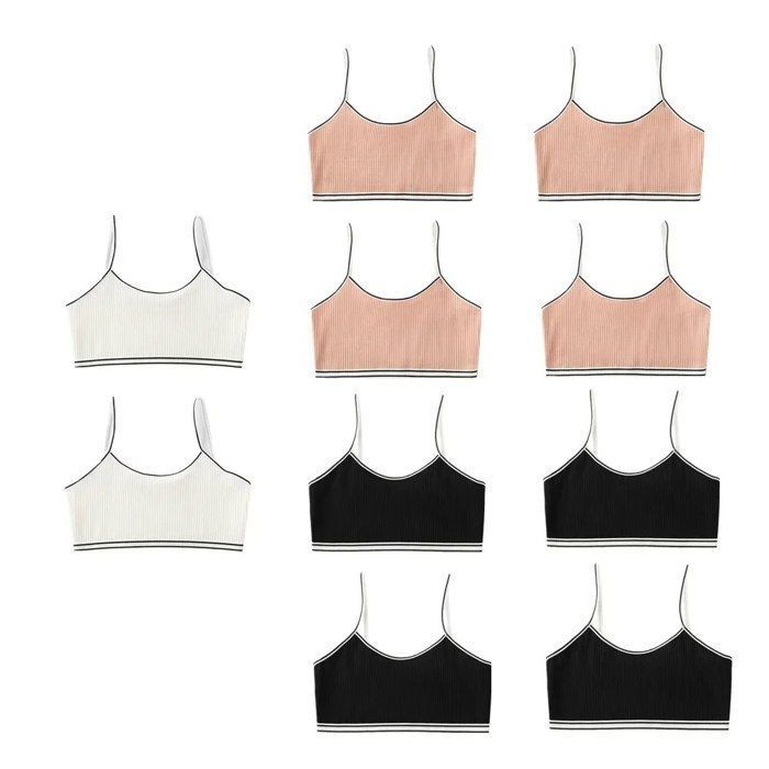 Lot De 6 Bustiers Pour Filles 9-15 Ans – Soutien-gorge Confort Sans Armatures En Coton – Couleurs Basiques (blanc, Gris, Noir)