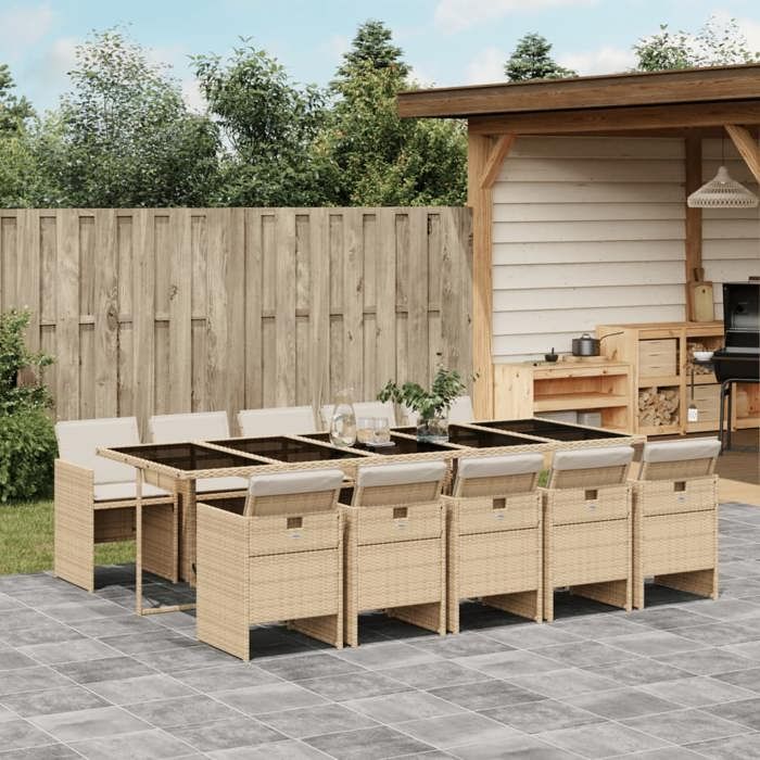 vidaXL Ensemble à manger de jardin et coussins 11 pcs - vue 2