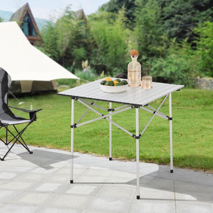 Table de camping pliante Castilenti 70 x 70 x 70 cm argent