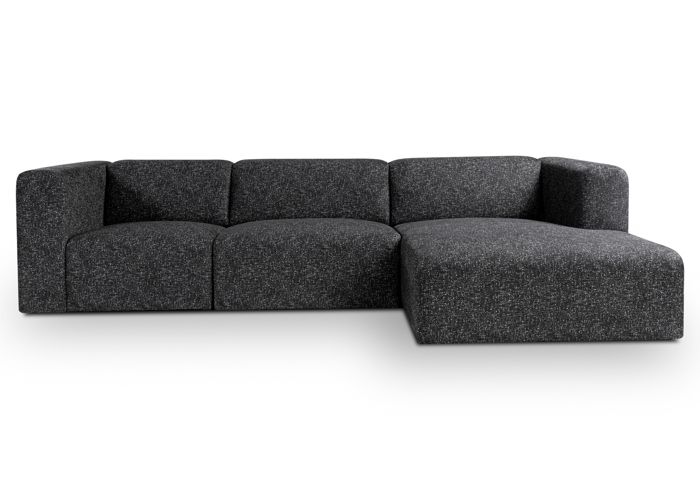 Canapé angle droit modulable 3 éléments Blok 301 cm Tissu Noir déperlant
