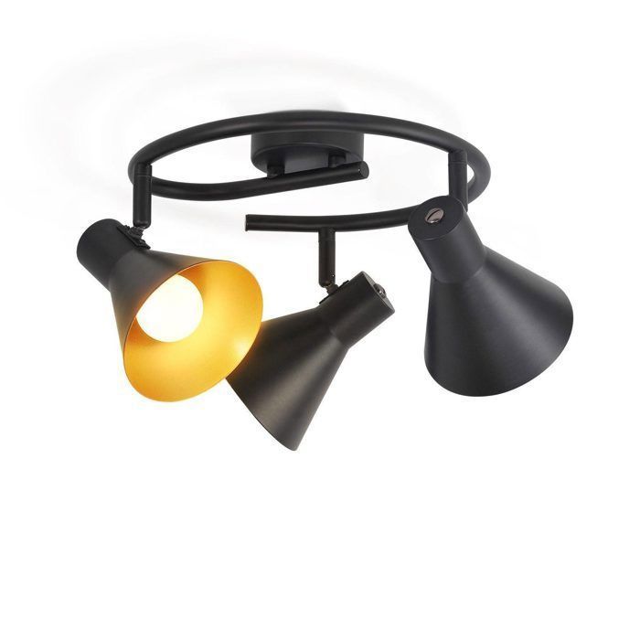 Plafonnier - NETTLIFE - 3 spots E14 - Noir métal - Orientable 350° - Style scandinave