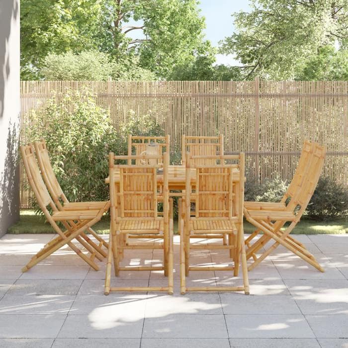vidaXL Chaises de Jardin Pliables Bambou - vue 2