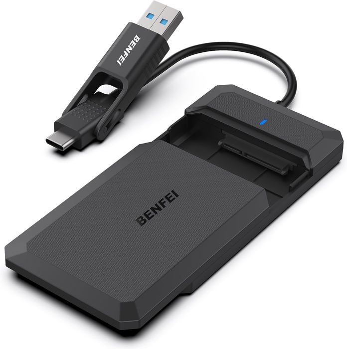 Boitier Disque Dur 2.5 Usb C/ Usb A Boitier Externe Disque Pour Sata Hdd Et Ssd De 25 Et 7/9.5 Mm Accélération Uasp