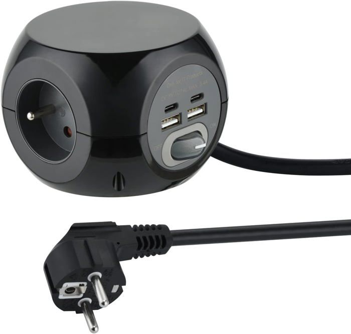 Mini Multiprise Multiprise - HOME FIT TRAINING - Mini Cube - 3 Prises + 3 Ports USB ...