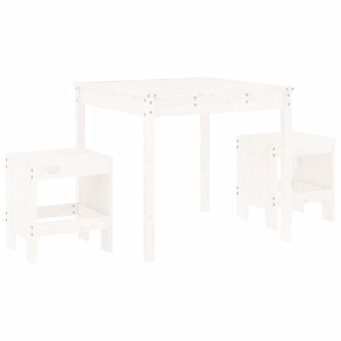 Soldes Dété* Mobilier dextérieur/ Ensemble de bistrot de jardin - 3 pcs - blanc bois de pin massif - Anti corrosion FR7417979