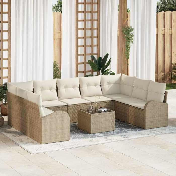 vidaXL Ensemble de canapé de jardin 10 pcs Beige et blanc polyrotin 3354880