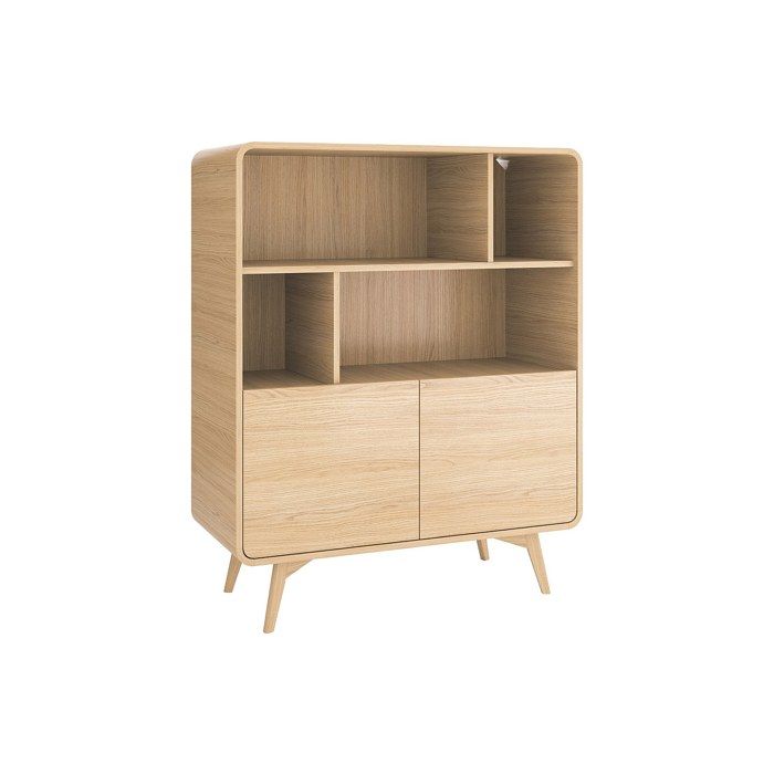 Bibliothèque avec 2 portes et 4 niches - Naturel - JALEMO
