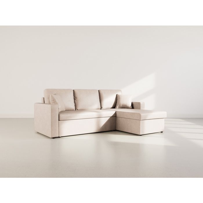 Cyrus - Canapé dangle réversible 4 places - convertible avec coffre - en simili - Beige