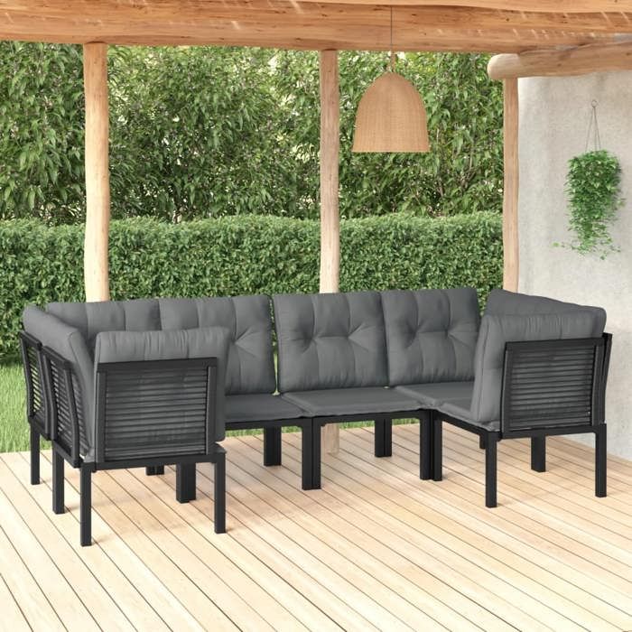 Salon de jardin 6 pcs - vidaXL - Résine tressée - Noir - Modulable