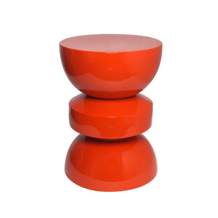 Table dappoint. bout de canapé. table de chevet en métal effet glossy orange Assa. Ø32 x H 44.5cm