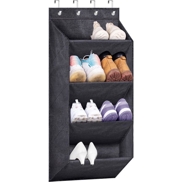 Étagère à chaussures - HOME FIT TRAINING - Suspendue - 4 étagères - Noir - Multicolore