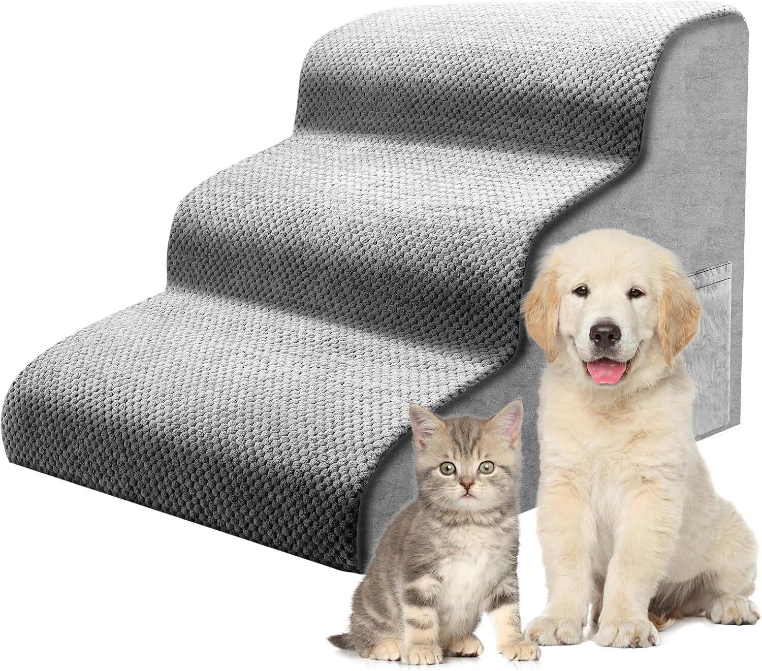 Comparer les prix de Escalier pour petits chiens 3 marches 40 cm de haut avec couche imperméable et matériau antidérapant mousse 30D pour chats