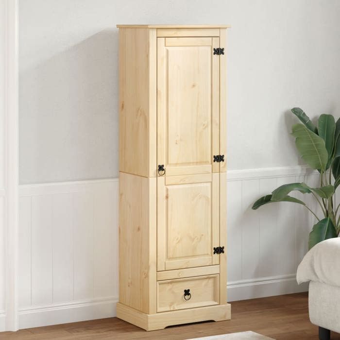 Brun Garde-robe JILLS Armoire penderie Pour chambre Corona 55x38x170 cm bois de pin massif LV1524