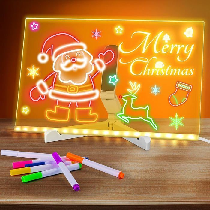 Tableau d&affichage LED avec stylo de couleur, 30 × 20 cm, tableau à ...