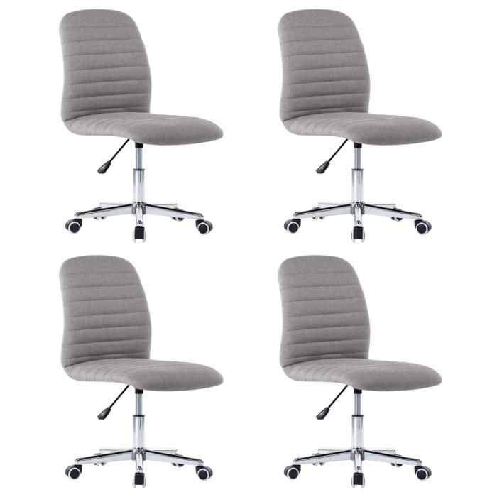 Chaises de salle à manger - JILL - Lot de 4 - Gris clair - Tissu polyester - Bois de peuplier - Pivotant 360°
