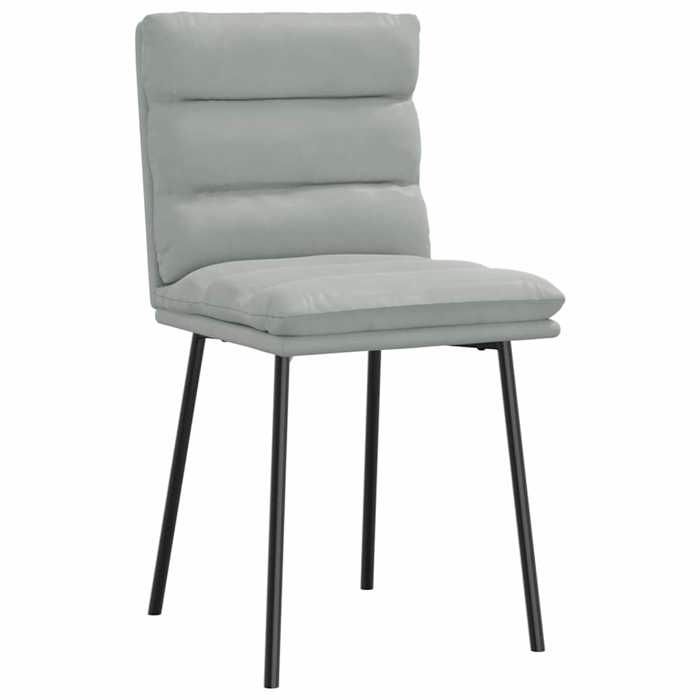 Chaises de salle à manger en velours - CLARENCE - Lot de 6 - Gris clair - Velours polyester - 45x54x83 cm