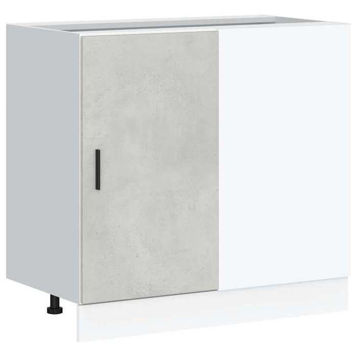 Meuble sous évier - GKO - Gris béton - Bois dingénierie - 86x46x81.5 cm - Capacité 70 kg - Pieds réglables