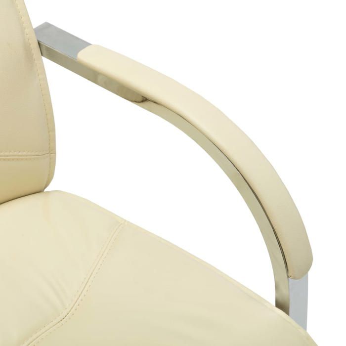 Sale 2026 Fauteuil de bureau cantilever - Pour 1 personne - Crème Similicuir - 58x67.5x102 cm DD360