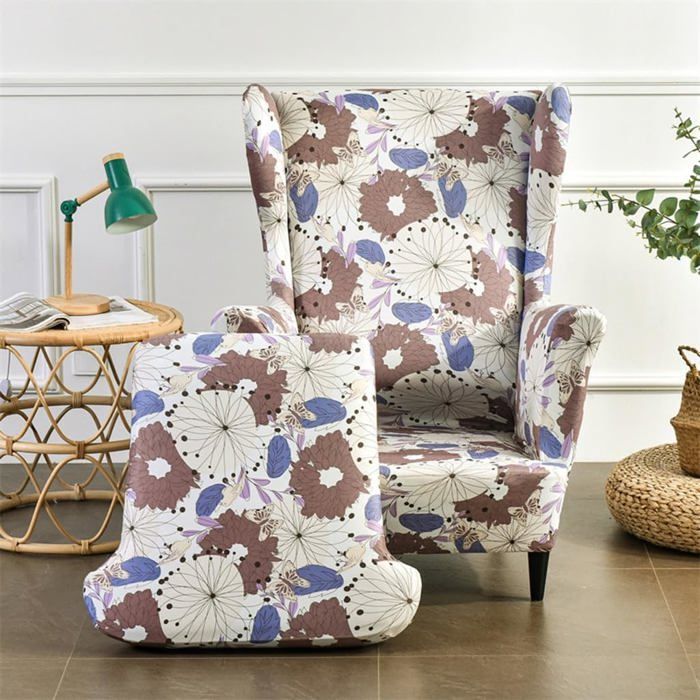 Housse fauteuil à oreilles 1 place avec housse coussin en T coloris #31 antidérapante Label