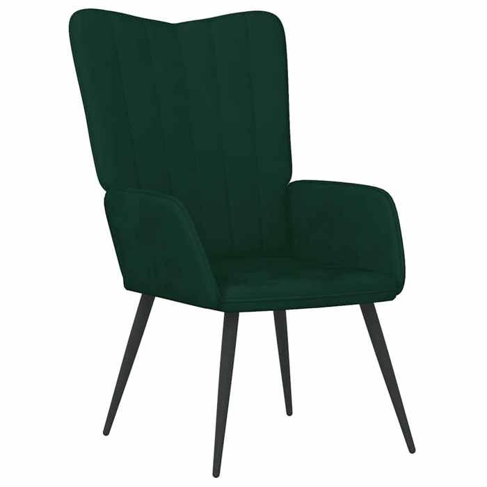 NEUF 2026 CHIC Chaise de relaxation SWEETY Max. charge 110 kg Vert foncé Velours 61x70x96.5 cm FF4999
