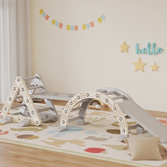 Juskys structure d’escalade enfants toboggan et mur