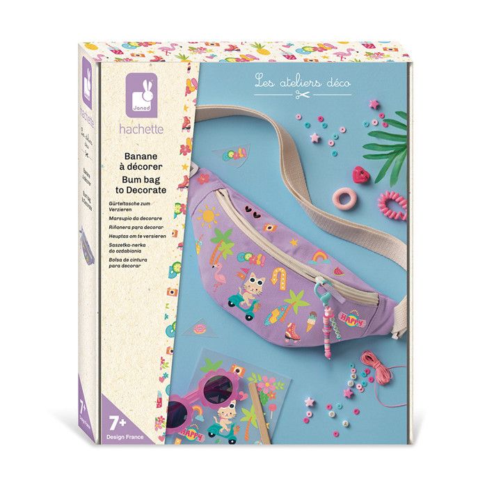 Kit créatif - JANOD - Décore ta sacoche banane - Mauve - Dès 7 ans - Kit complet avec décalcomanies
