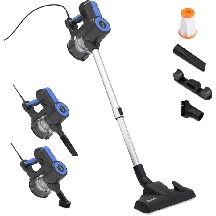 Aspirateur balai sans sac - ZGEER - S12 - 600 W - 17 KPa - Filtre HEPA lavable - Brosse Wessel Werk - 30x15x95 cm