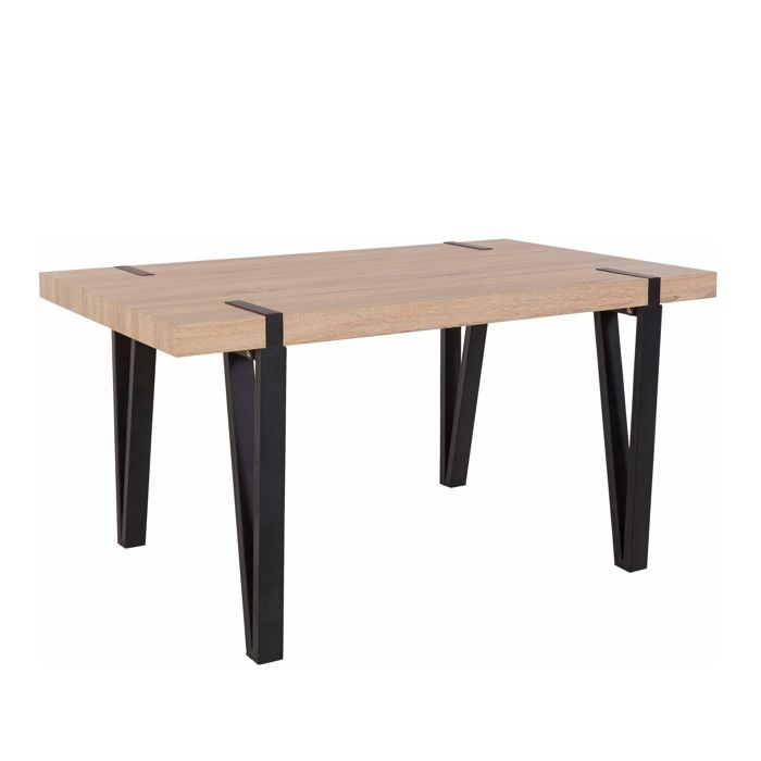 Table à Manger En Effet Bois Noir 6 Personnes L150 Table à Manger En Effet Bois Noir 6 Personnes L150