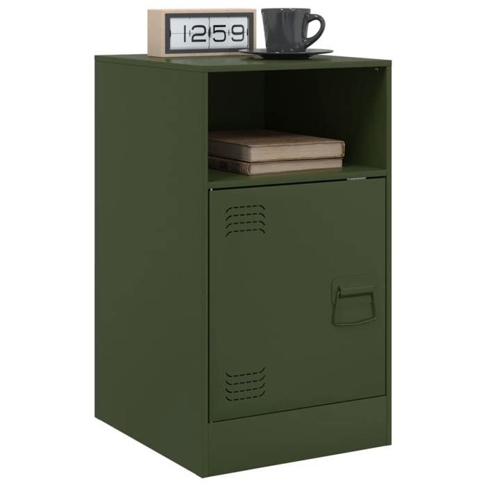 Tables moderne - Vert - Tables de chevet - (2 pcs) - vert olive 345x39x62 cm acier T1935