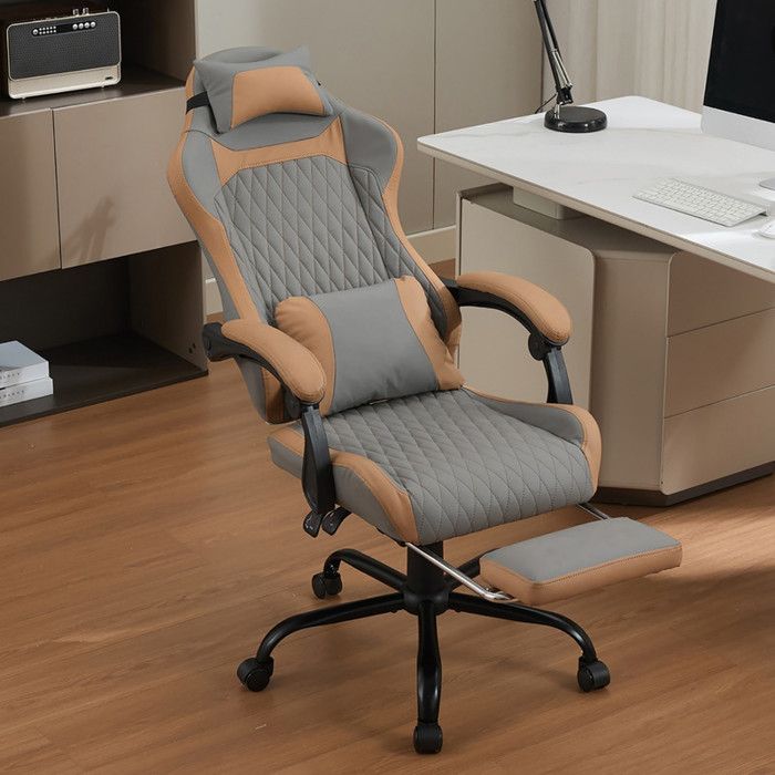 Luscriate - Fauteuil de bureau - Réglable en hauteur - Dossier inclinable - À roulettes - Repose-pieds