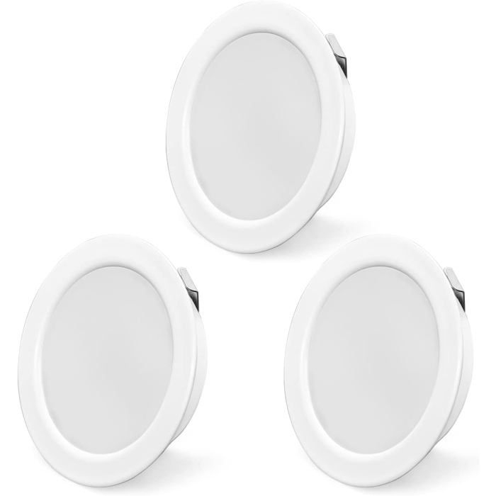 Spots LED encastrables - VETOBIOL - Ensemble de 3 spots - LED 3 5W - IP44 étanche - Blanc naturel 4000K - Diamètre 65 mm Spots LED encastrables - VETOBIOL - Ensemble de 3 spots - LED 3 5W - IP44 étanche - Blanc naturel 4000K - Diamètre 65 mm
