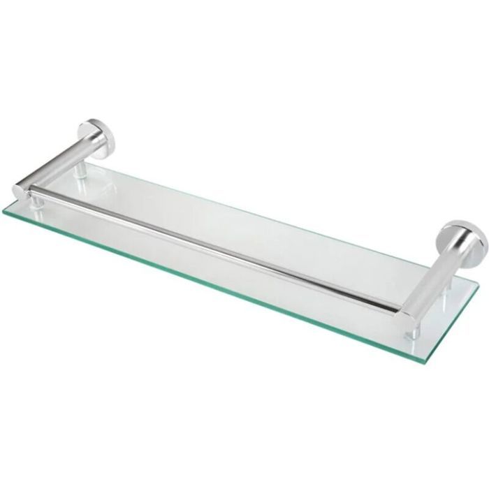 Tablette pour salle de bain murale en verre trempé et aluminium largeur 50 cm matériel de montage inclus argenté étagère pour salle