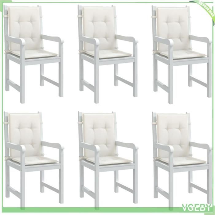 Coussins de chaise à dossier bas - FAFEISY - 4002453 - lot de 6 - crème mélangé - rembourrage fibre de mousse