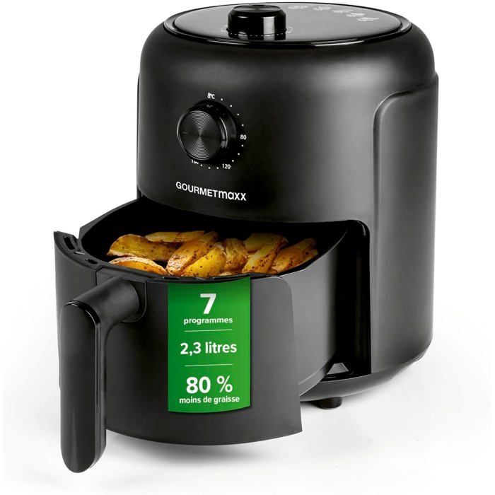 Mini Air Fryer 2 3 L 1000 W Écran Tactile 8 Fonctions 7 Programmes Friteuse Sans Huile Économe En Énergie Noir