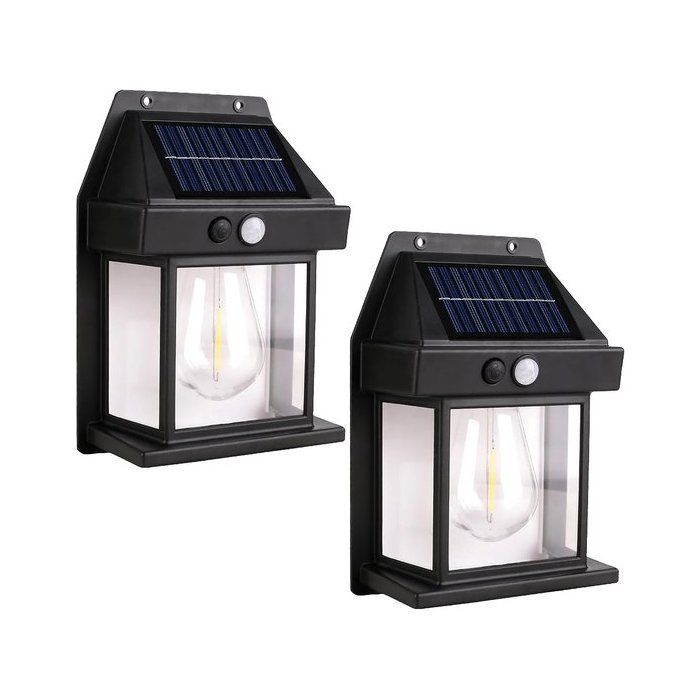 Ensemble de deux lampes solaires dextérieur compatibles avec un détecteur de mouvement 3 réglages déclairage étanches