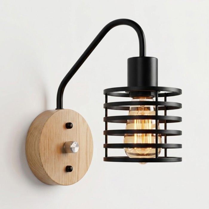 WOTTES 1 x Applique Murale Intérieur Vintage Lampe Murale Campagne avec Interrupteur Métal Cage Luminaire Murale pour Cuisine