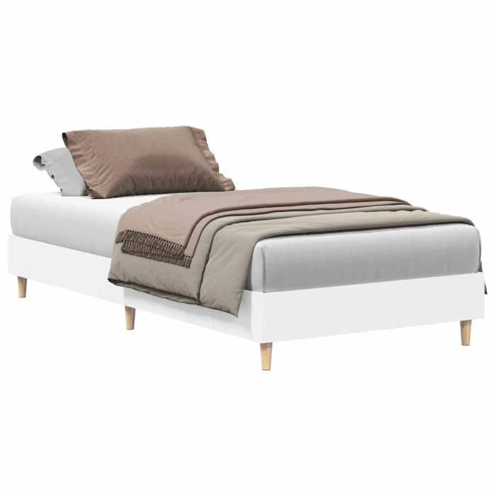 Cadre de Lit sans matelas 1 place Blanc 90x190 cm en bois avec lattes de soutien et sommier à lattes inclus pour Chambre 165673