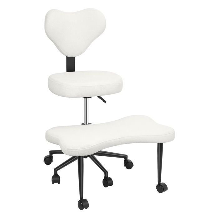 Chaise de bureau ergonomique - hauteur réglable - soutien lombaire - repose-pied pivotant 360°- mousse haute densité - blanc