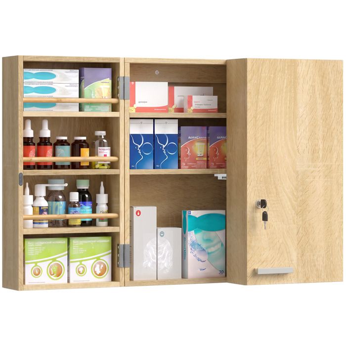 Armoire à pharmacie - HOMCOM - murale - avec double porte verrouillable 2 clés - Bois et métal - 53x20x53cm - chêne Armoire à pharmacie - HOMCOM - murale - avec double porte verrouillable 2 clés - Bois et métal - 53x20x53cm - chêne