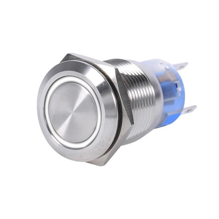 Interrupteur Bouton-Poussoir Momentané 19mm - Acier Inoxydable Étanche IP65 - 20A/12-24V