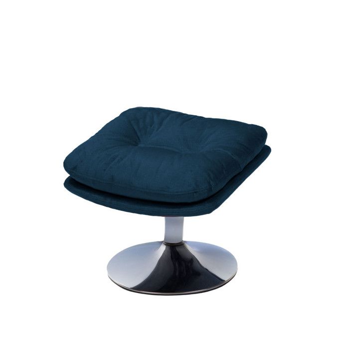 Repose-pieds en tissu bleu avec piètement chromé Magnum - Amadeus