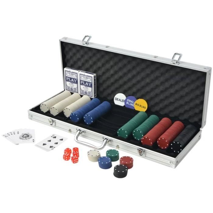 Jeu de Poker-Blackjack mixte avec 600 jetons Laser Aluminium - Pwshymi