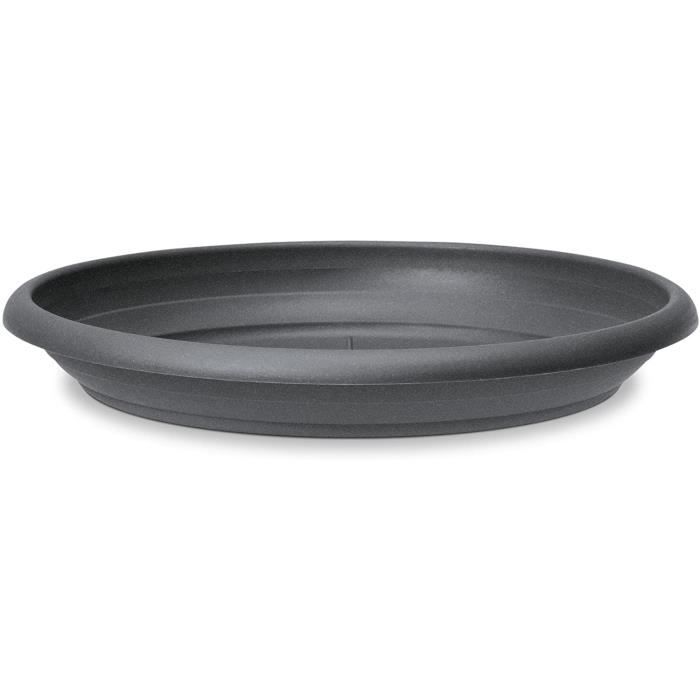Soucoupe Plastique Scheurich 30cm - Gris Métallisé Pour Pots De Fleurs - Résistante UV Et Gel