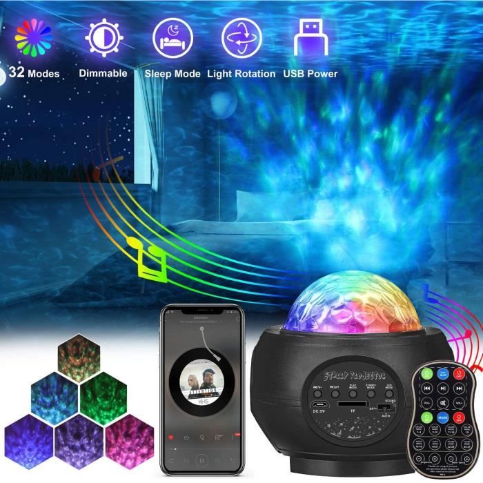 VeilleuseProjecteur détoile Lampe Projecteur LED Étoile avec 21Mode Télécommand Timer Bluetooth Cadeau pour enfant// adulte