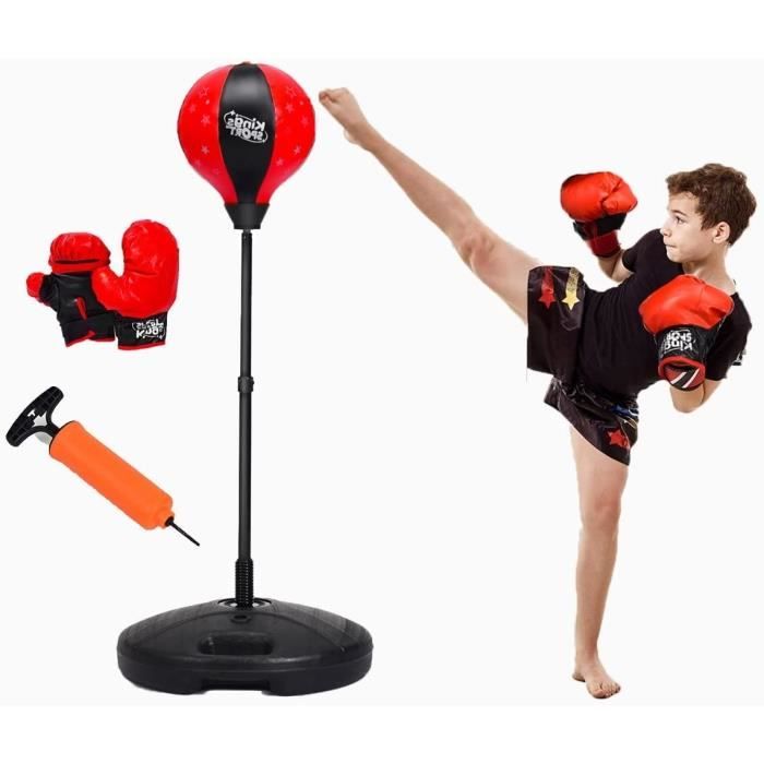 Punching ball sur pied réglable en hauteur 140-158 cm avec gants