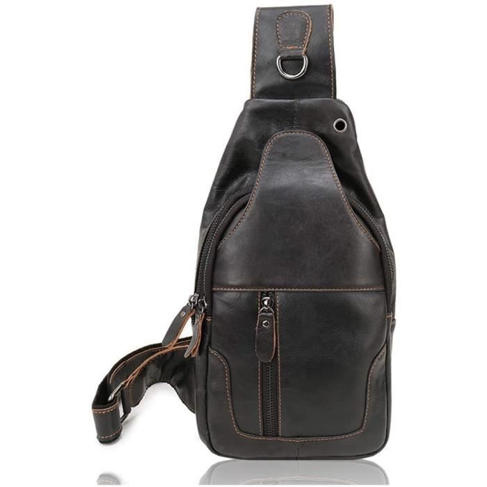 Sac de Poitrine Homme en Cuir Veritable Sacoche à Bandoulière Sacs a dos  porté épaule Travers Pochettes des Sport Affaires Voyage - Cdiscount  Bagagerie - Maroquinerie