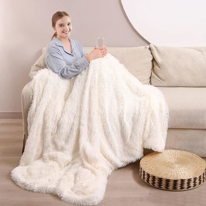 Super Doux et Chaud Couverture Polaire Lit Ou Salon Plaid Fourrure Convient pour Canapé 160x200cm Couverture Double Face PV et Flanelle Plaid Canape Plaid Polaire Gris Clair 