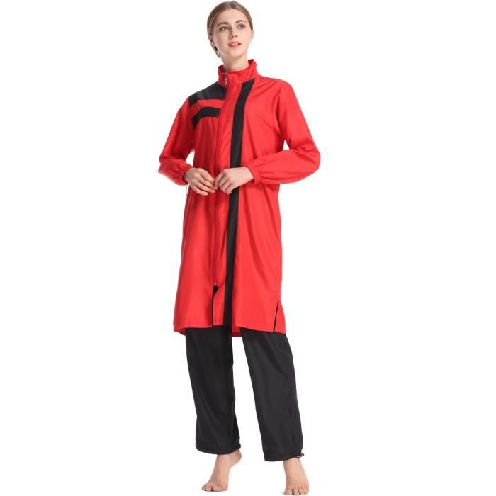 OBEEII Maillot De Bain Musulman Femme - Ensemble 3 Pièces Conservateur Manches Longues + Pantalon + Foulard, S-XL
