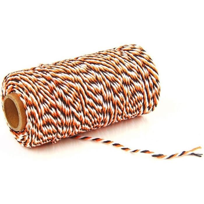 200m Ficelle Coton Rouge Et Blanche - 2 Rouleaux Pour Déco Noël, Emballage Cadeaux Et Pâtisserie